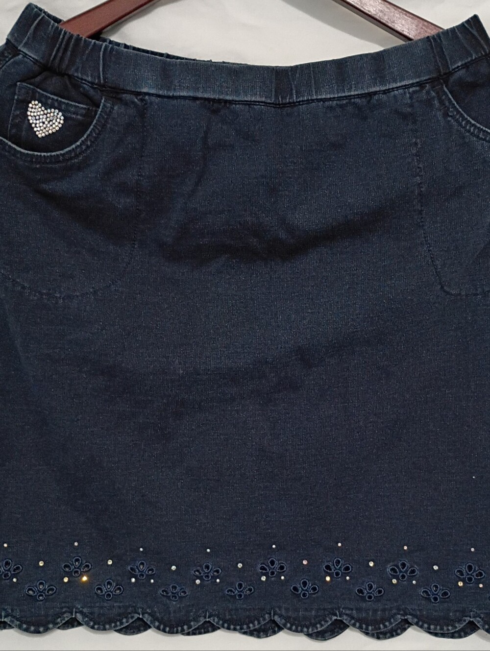 Dream Jeannes Quacker Factory Dark Blue Skort with Rhinestone Accent Size M